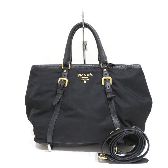 Prada Handbags - Prada 2 Way Hand Bag Nylon Leather Black
